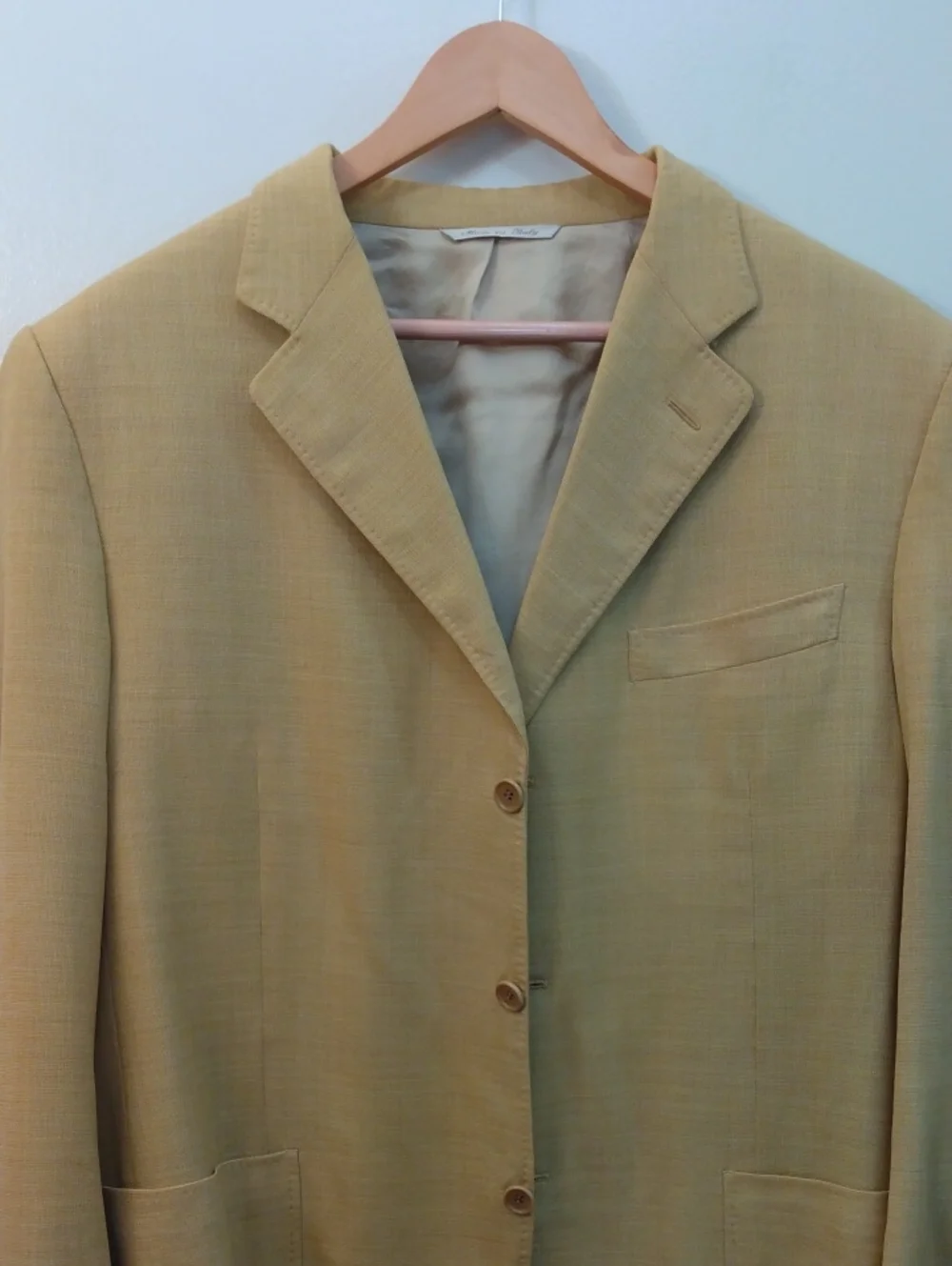 Canali Gold/Tan Tropical Wool Hopsack Summer Sport Jacket  44R US = 54R EU